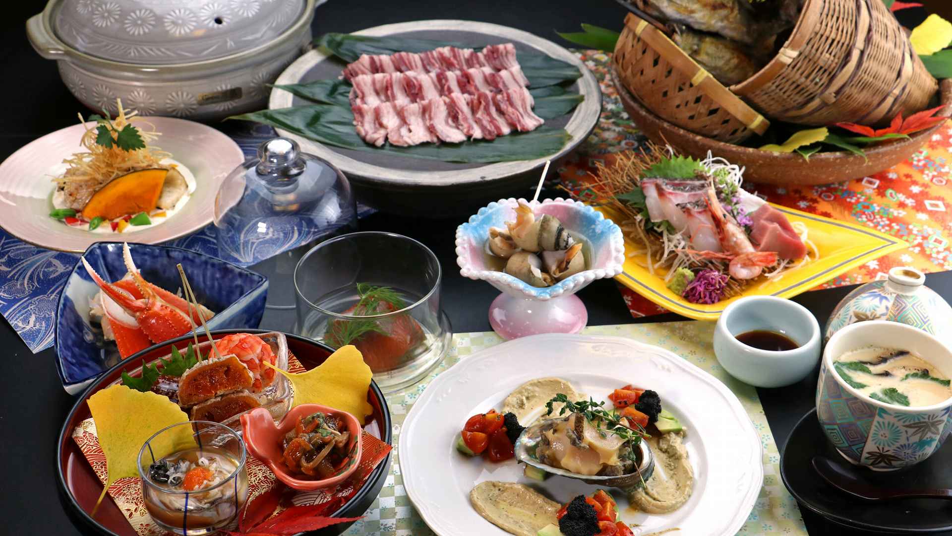 【グレードアップお料理一例】ジビエ料理と旬の海鮮料理